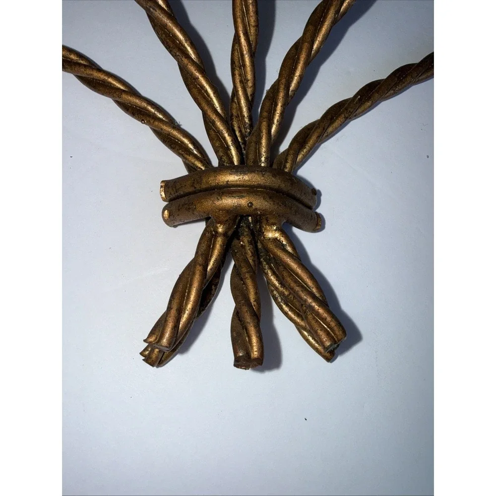 2 Vintage Twisted Rope Wall Shelf Brackets - Hollywood Regency‎ Style - Gold